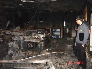 Fire damaged property before clearance